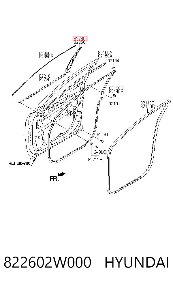 Накладка двери передней правой 822602W000 Hyundai/Kia