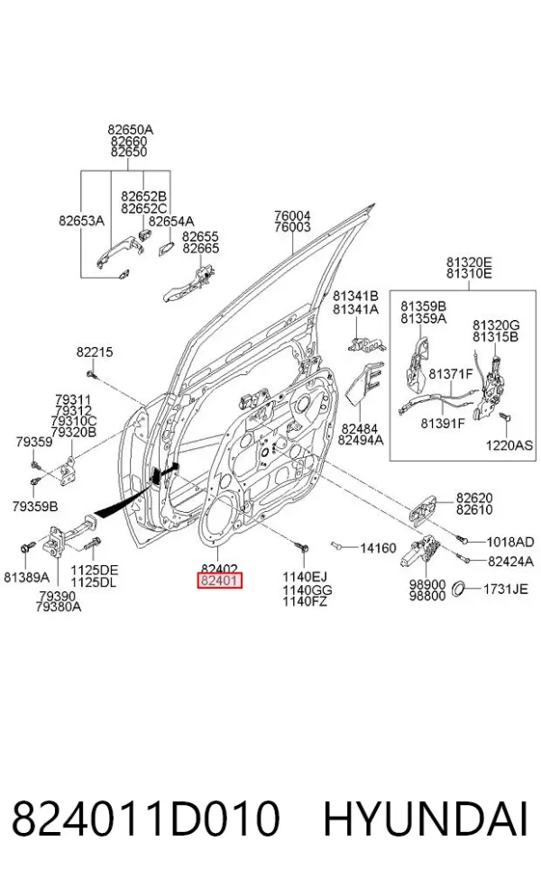 Стеклоподъемник передней левой двери 824011D010 Hyundai/Kia