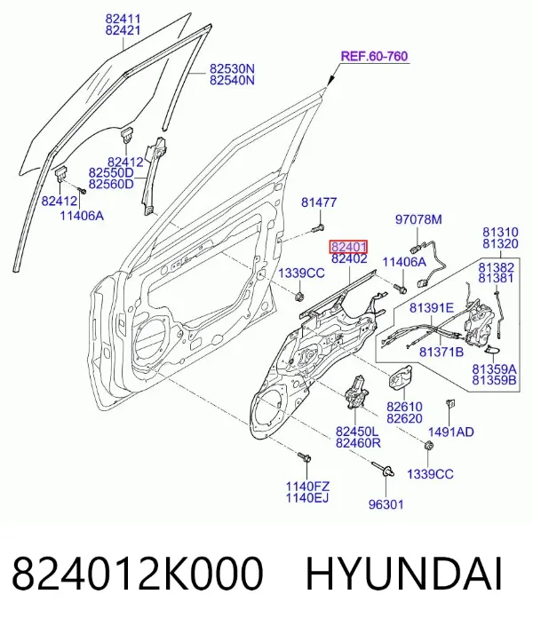 Стеклоподъемник передней левой двери 824012K000 Hyundai/Kia
