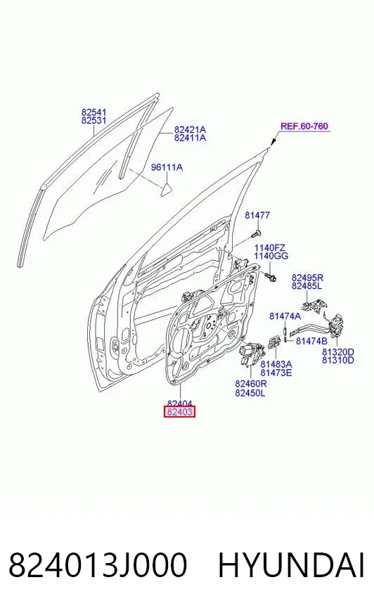 Стеклоподъемник передней левой двери 824013J000 Hyundai/Kia
