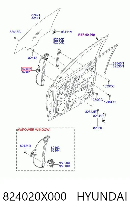 Стеклоподъемник передней правой двери 824020X000 Hyundai/Kia