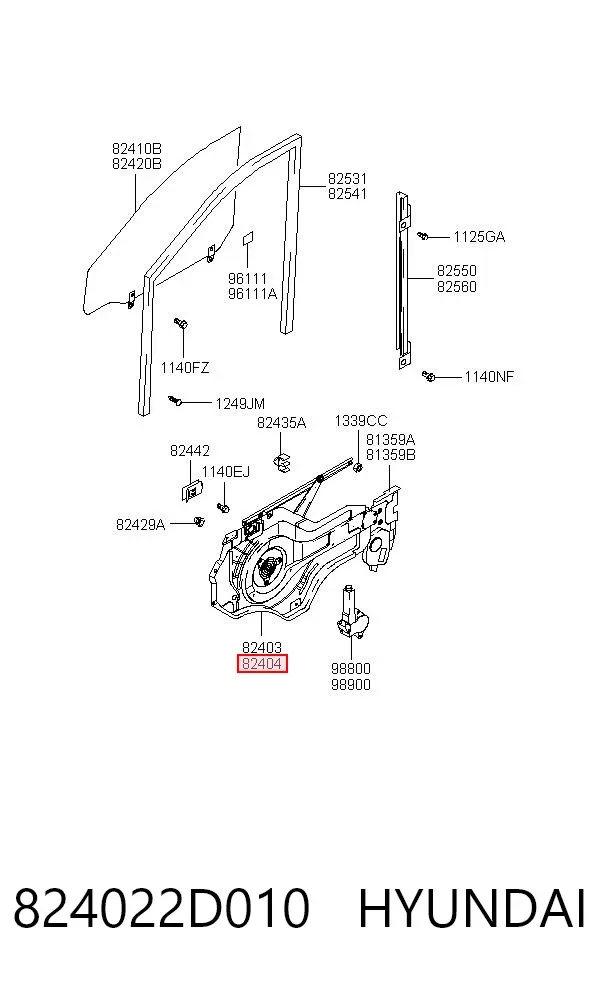Стеклоподъемник передней правой двери 824022D010 Hyundai/Kia