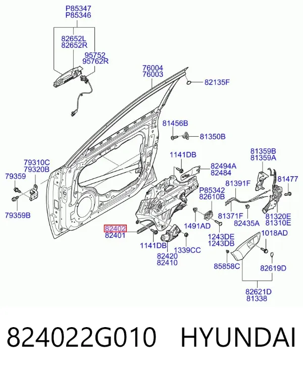 Стеклоподъемник передней правой двери 824022G010 Hyundai/Kia