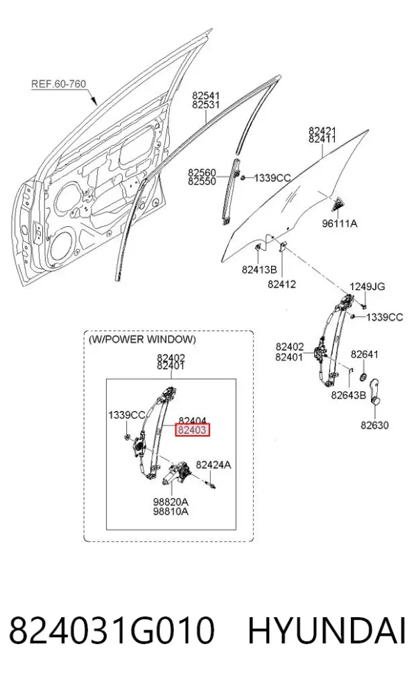 Стеклоподъемник передней левой двери 824031G010 Hyundai/Kia