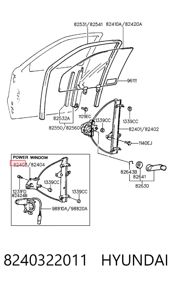 Стеклоподъемник передней левой двери 8240322011 Hyundai/Kia