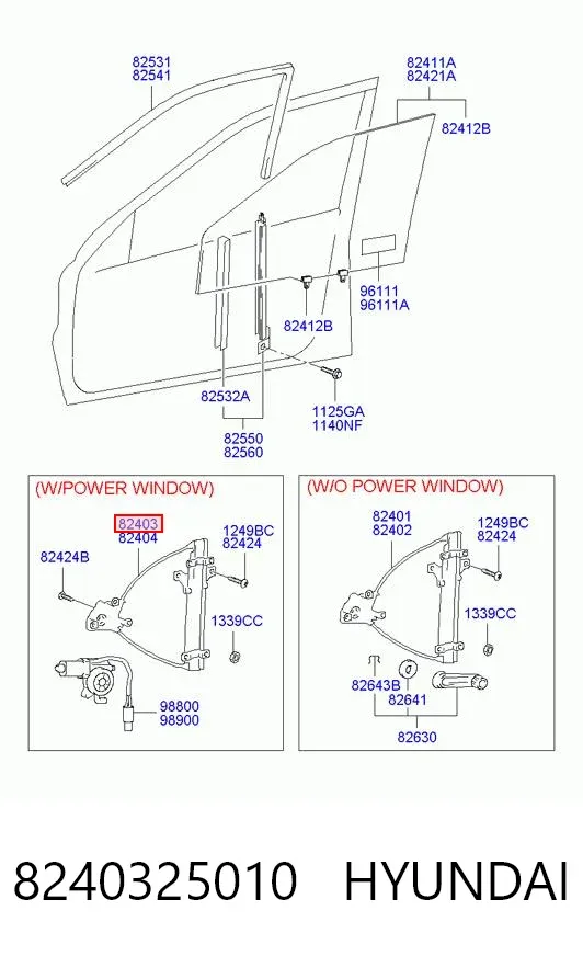 Стеклоподъемник передней левой двери 8240325010 Hyundai/Kia