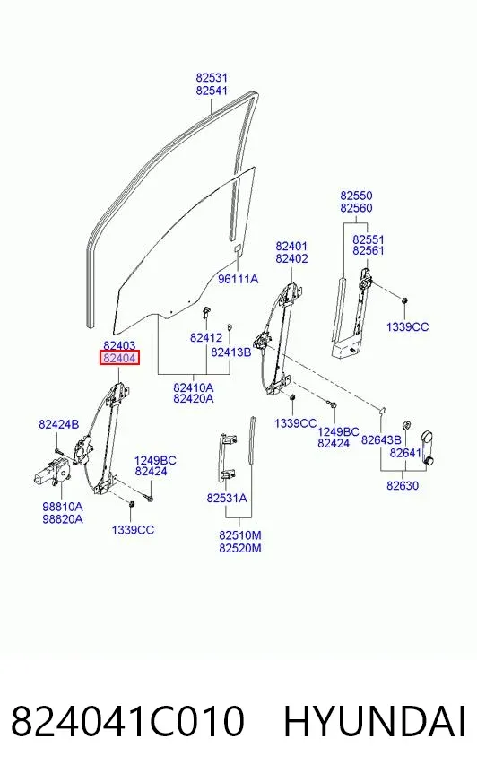 Стеклоподъемник передней правой двери 824041C010 Hyundai/Kia