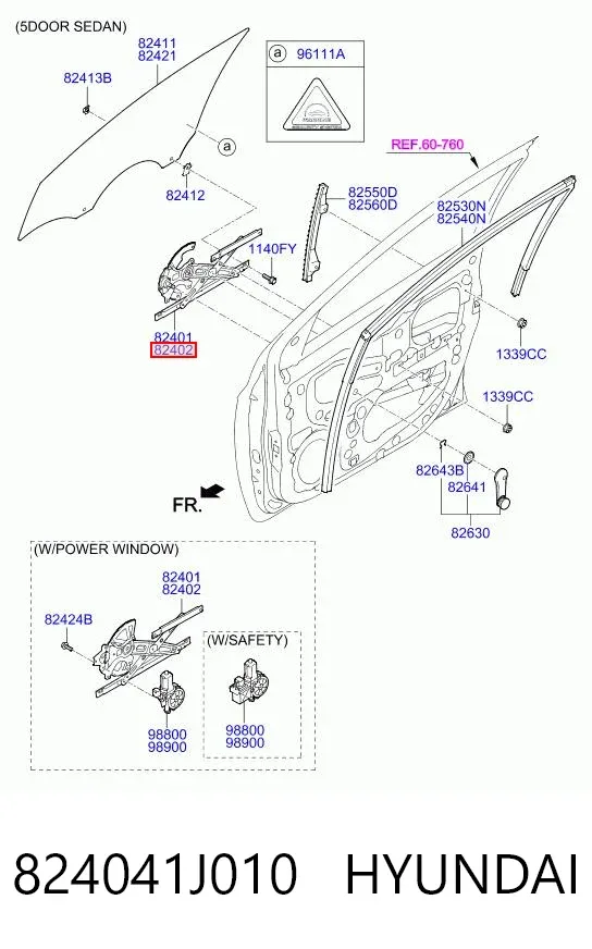 Стеклоподъемник передней правой двери 824041J010 Hyundai/Kia