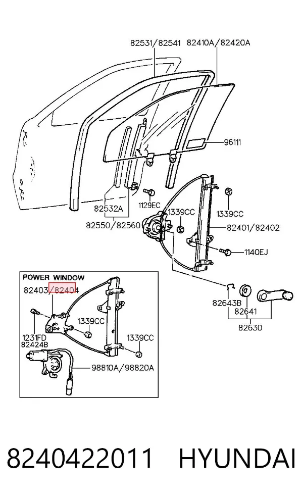 Стеклоподъемник передней правой двери 8240422011 Hyundai/Kia