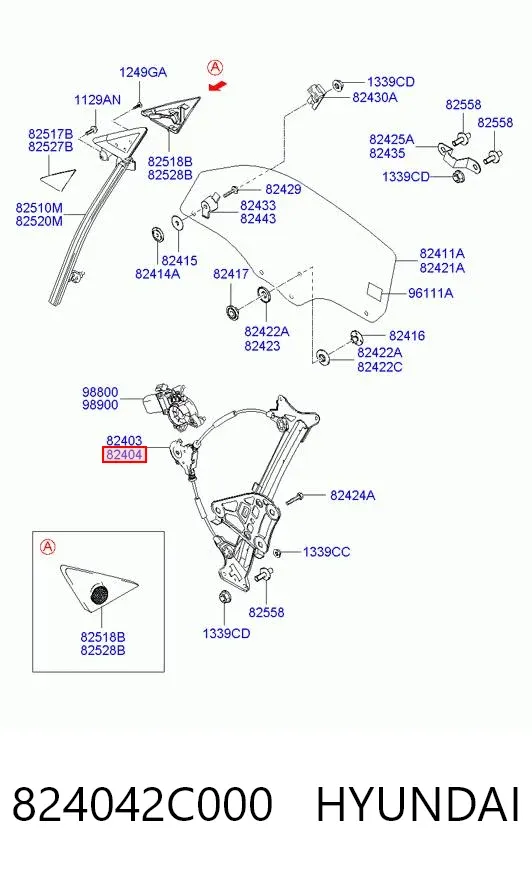 Стеклоподъемник передней правой двери 824042C000 Hyundai/Kia