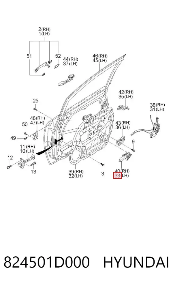 Мотор стеклоподъемника двери передней левой 824501D000 Hyundai/Kia