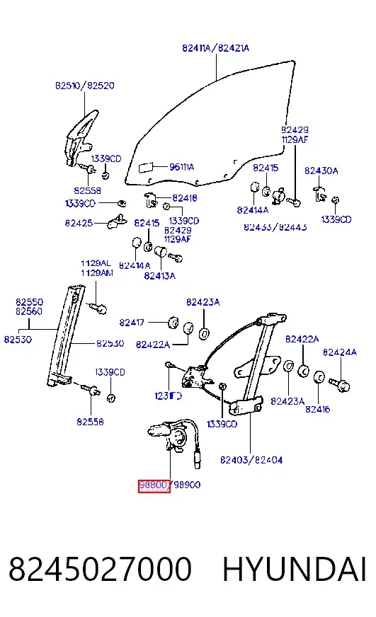 Мотор стеклоподъемника двери передней левой 8245027000 Hyundai/Kia