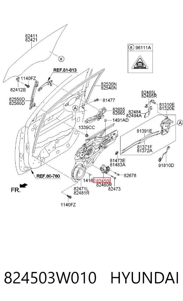 Мотор стеклоподъемника двери передней левой 824503W010 Hyundai/Kia