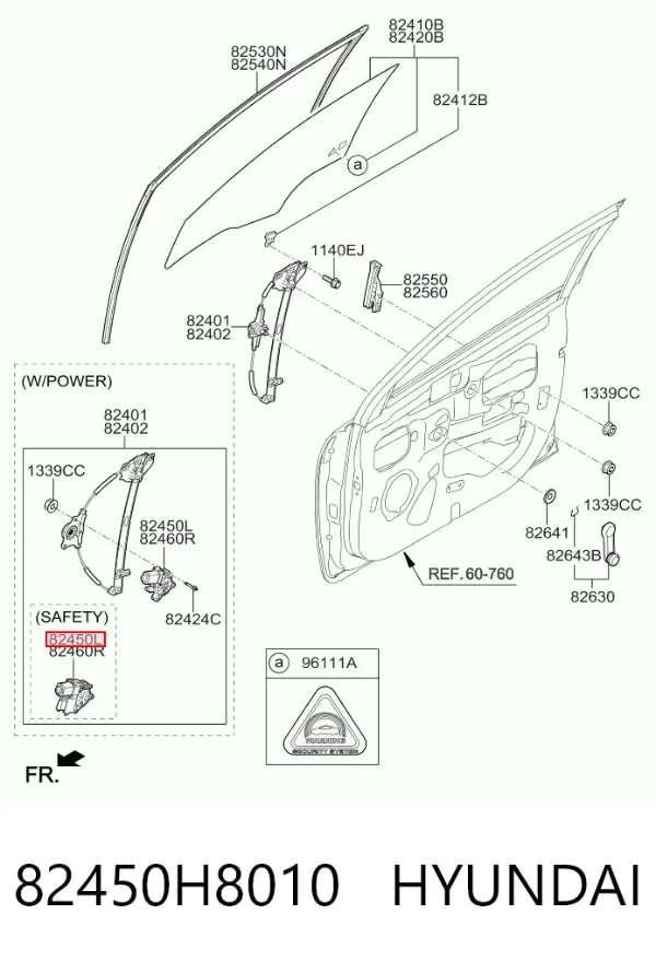Мотор стеклоподъемника двери передней левой 82450H8010 Hyundai/Kia