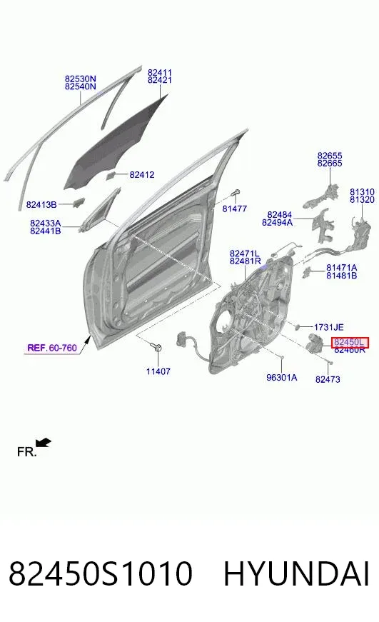 Мотор стеклоподъемника двери передней левой 82450S1010 Hyundai/Kia