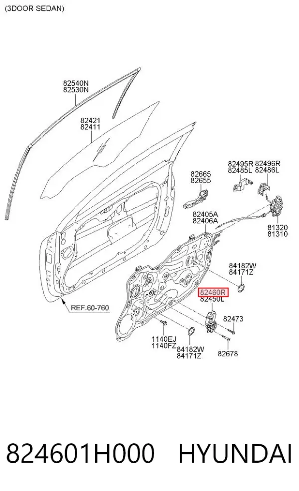 Мотор стеклоподъемника двери передней правой 824601H000 Hyundai/Kia