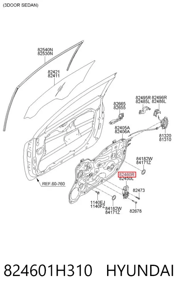 Мотор стеклоподъемника двери передней правой 824601H310 Hyundai/Kia