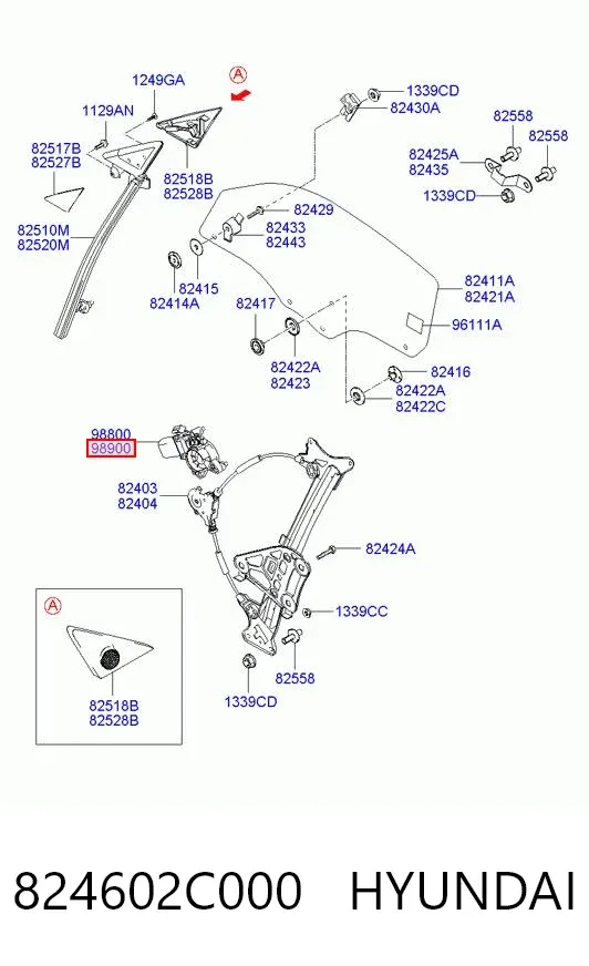Мотор стеклоподъемника двери передней правой 824602C000 Hyundai/Kia