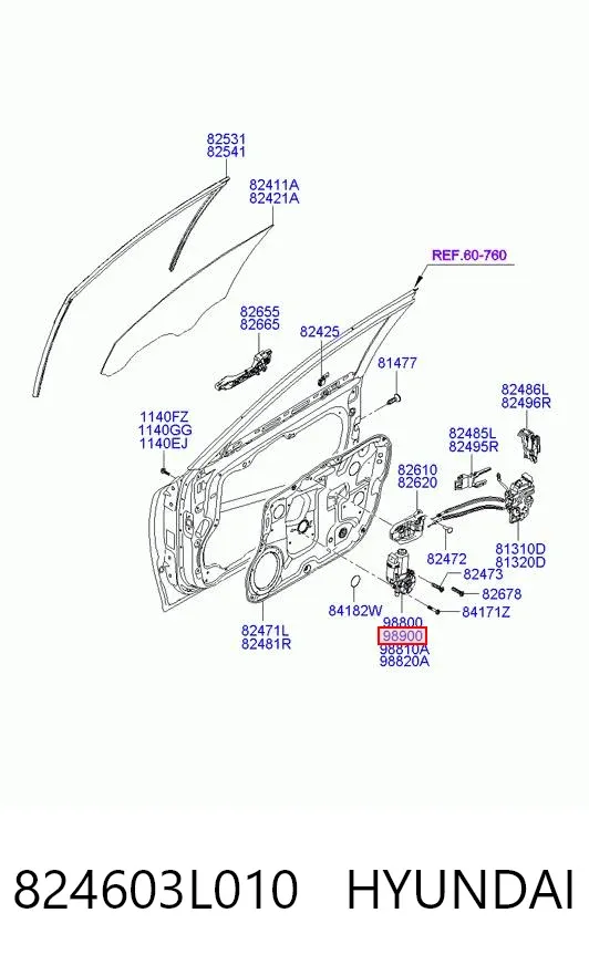 Мотор стеклоподъемника двери передней правой 824603L010 Hyundai/Kia