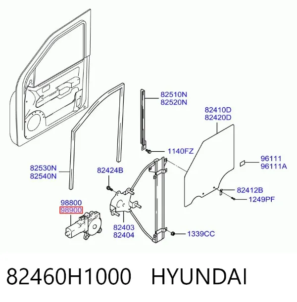 Мотор стеклоподъемника двери передней правой 82460H1000 Hyundai/Kia