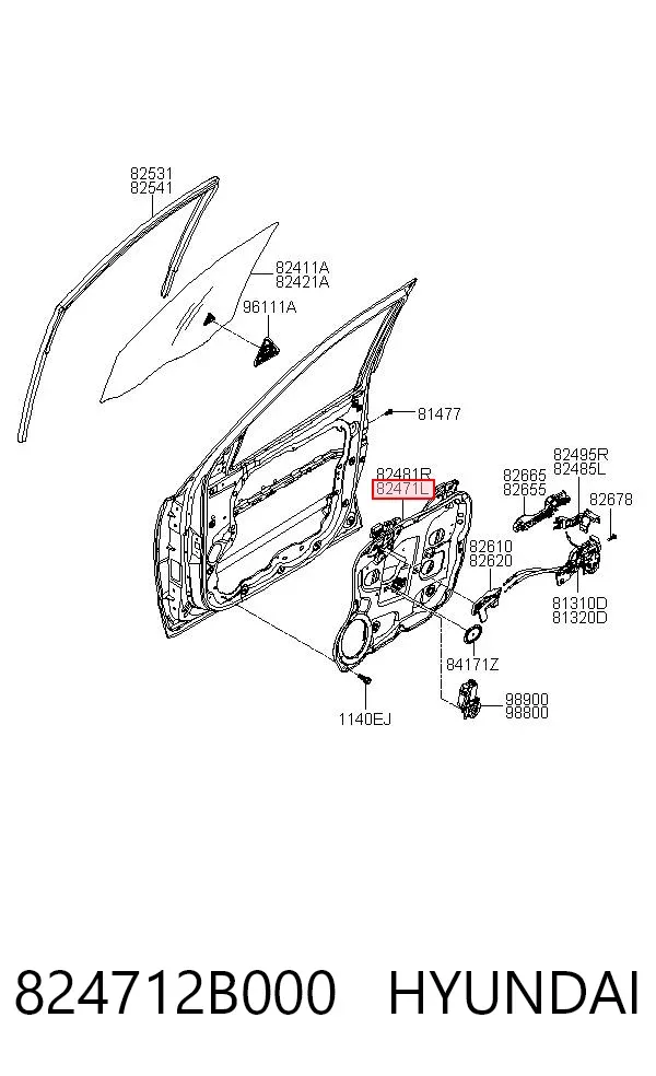 Стеклоподъемник передней левой двери 824712B000 Hyundai/Kia