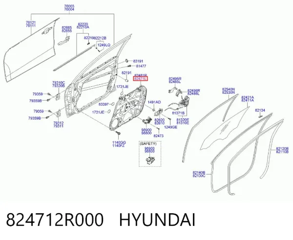 Стеклоподъемник передней левой двери 824712R000 Hyundai/Kia