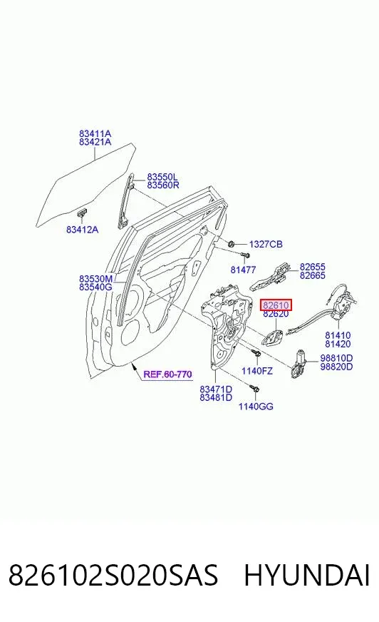 Ручка двери передней внутренняя левая 826102S020SAS Hyundai/Kia