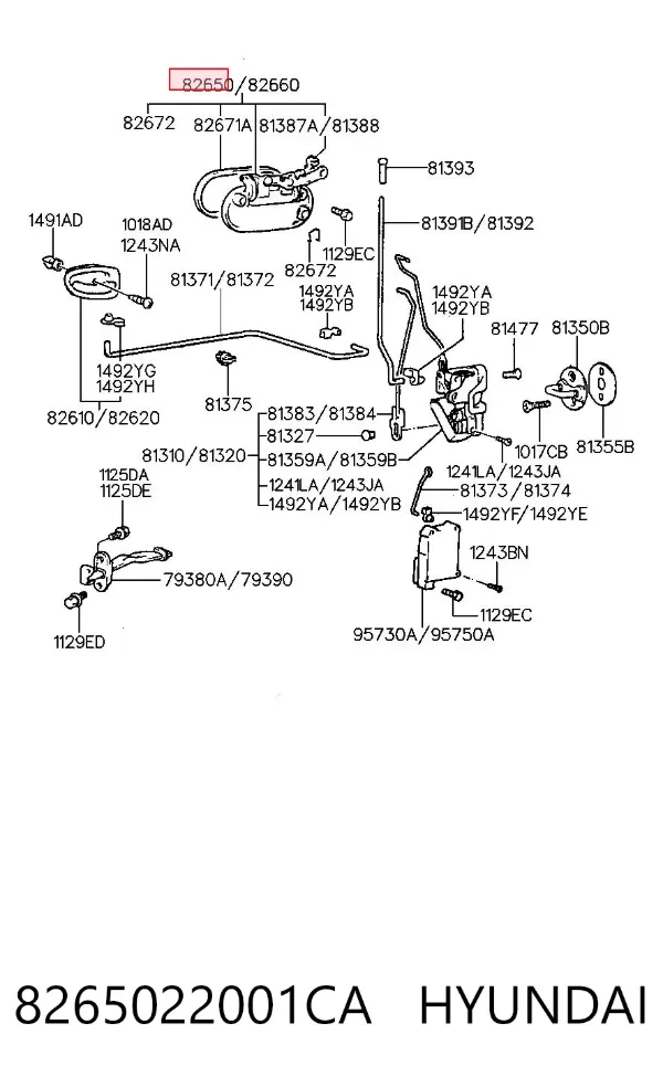Ручка двери передней наружная левая 8265022001CA Hyundai/Kia