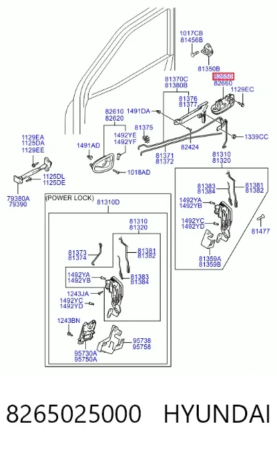 Ручка двери передней наружная левая HYUNDAI 8265025000