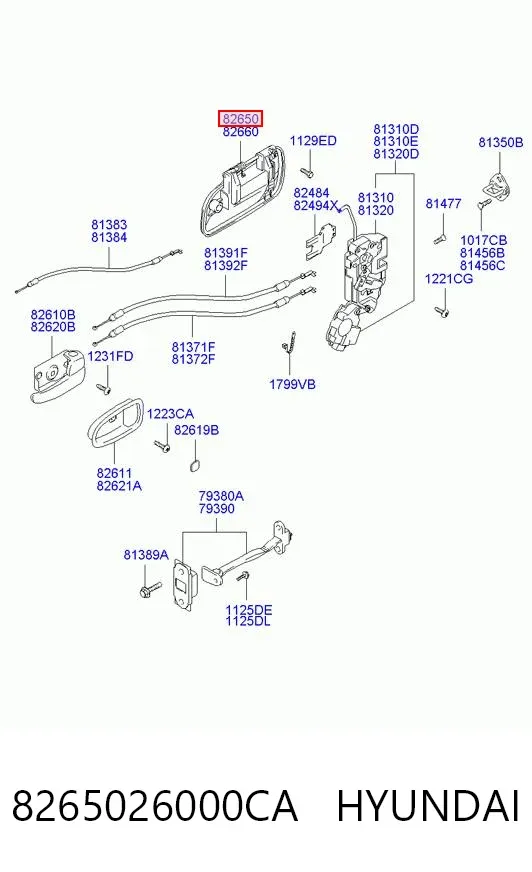 Ручка двери передней наружная левая 8265026000CA Hyundai/Kia