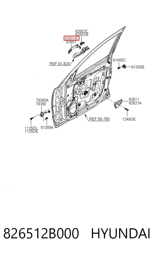 Ручка двери задней наружная 826512B000 Hyundai/Kia