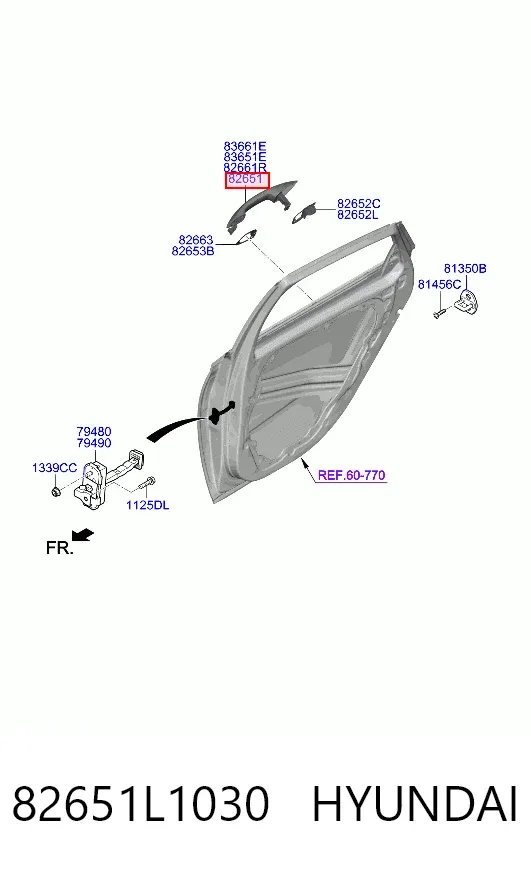Ручка двери задней наружная правая 82651L1030 Hyundai/Kia