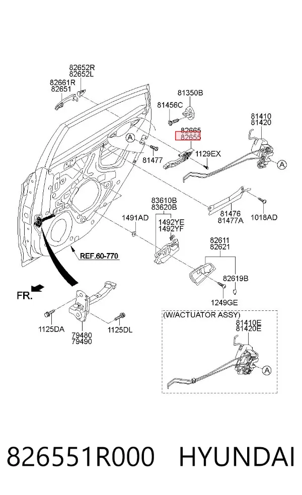 Держатель наружной ручки двери передней левой 826551R000 Hyundai/Kia