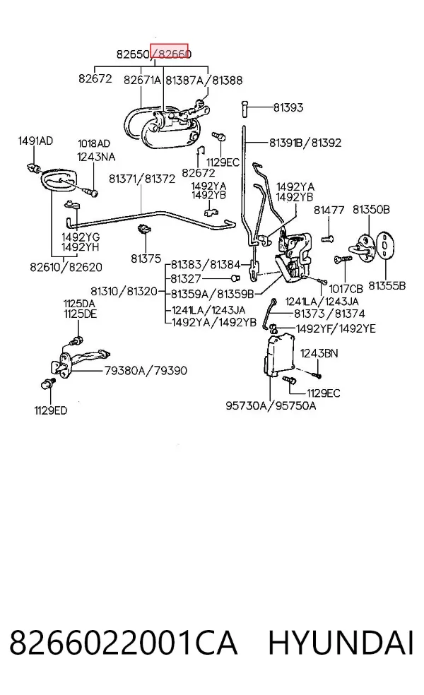 Ручка двери передней наружная правая 8266022001CA Hyundai/Kia