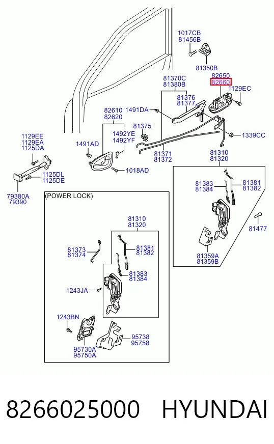 Ручка двери передней наружная правая 8266025000 Hyundai/Kia