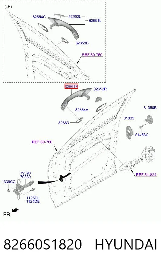 Ручка двери передней наружная правая 82660S1820 Hyundai/Kia