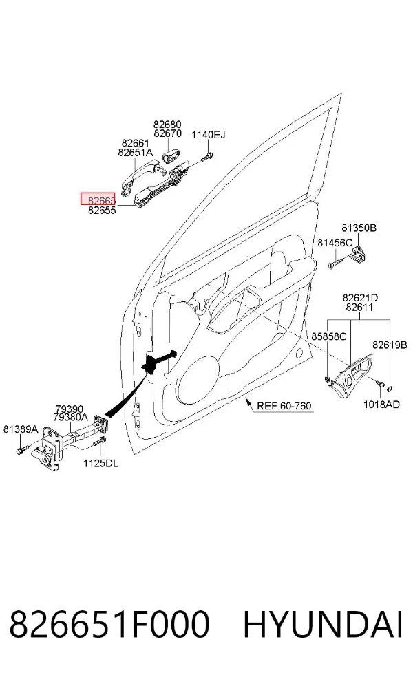 Держатель наружной ручки двери передней правой 826651F000 Hyundai/Kia