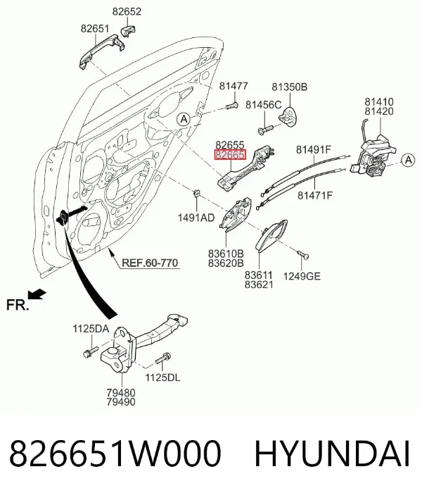 Держатель наружной ручки двери передней правой 826651W000 Hyundai/Kia