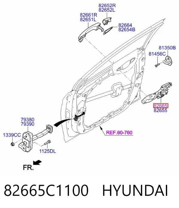 Держатель наружной ручки двери передней правой 82665C1100 Hyundai/Kia