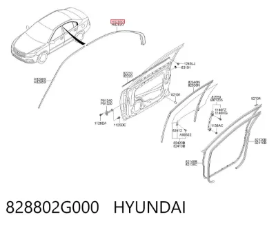 Молдинг двери задней правой верхний HYUNDAI 828802G000