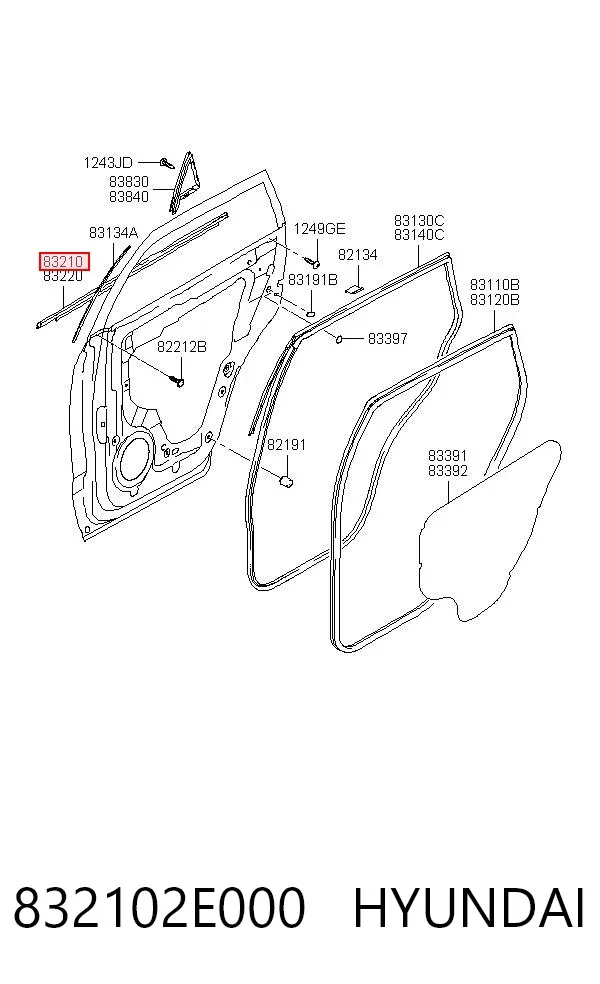 Молдинг опускного стекла двери задней левой 832102E000 Hyundai/Kia