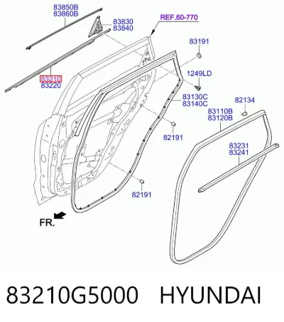 Молдинг опускного стекла двери задней левой HYUNDAI 83210G5000