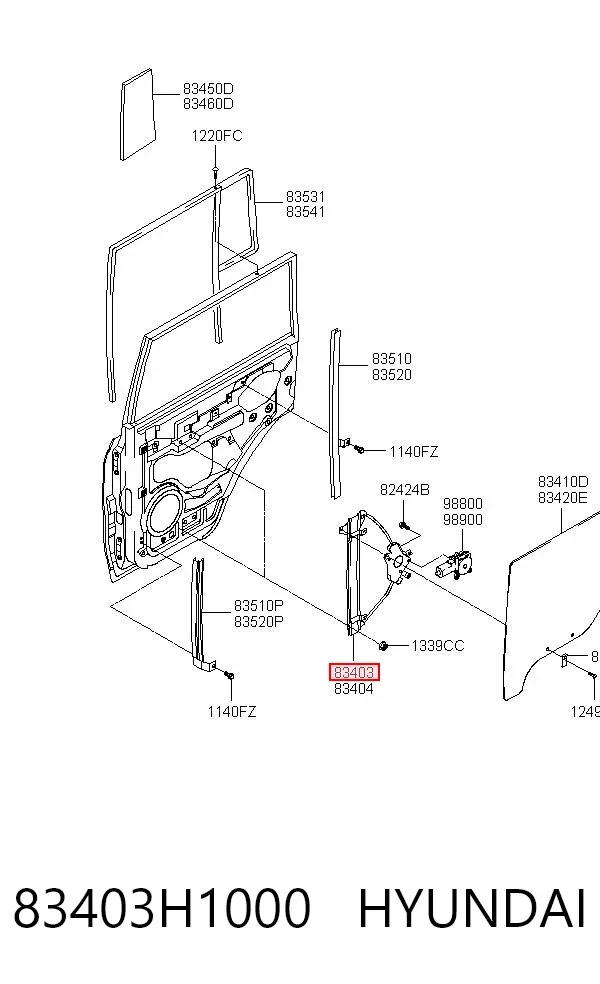Механизм стеклоподъемника двери задней левой 83403H1000 Hyundai/Kia