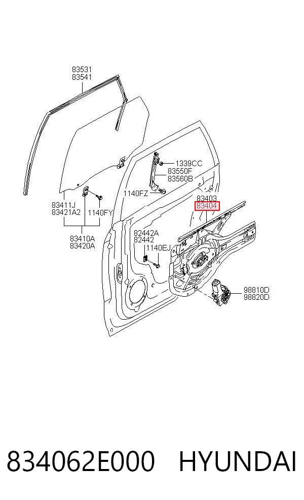 Механизм стеклоподъемника двери задней правой 834062E000 Hyundai/Kia