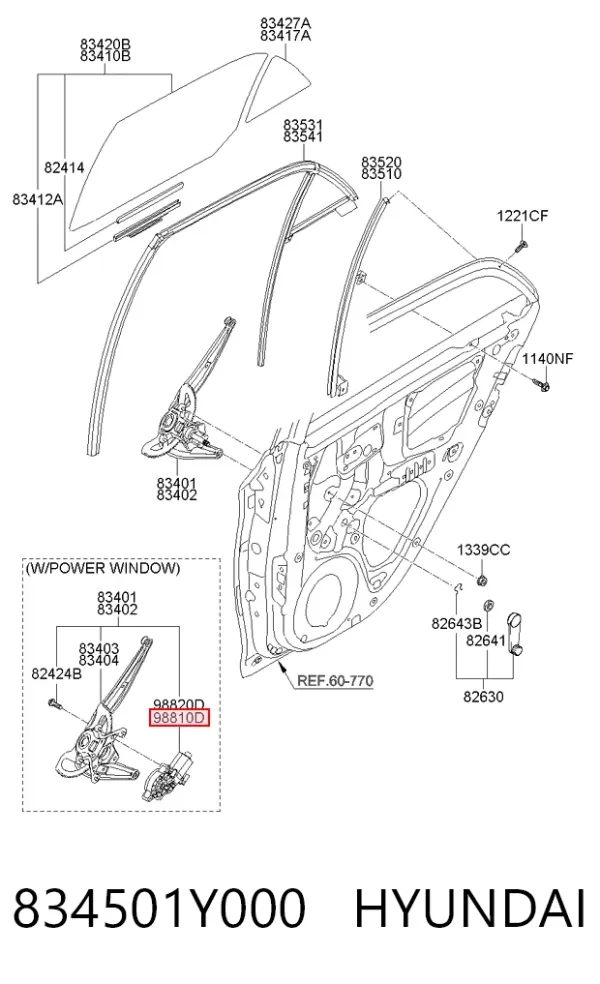 Мотор стеклоподъемника двери задней левой 834501Y000 Hyundai/Kia