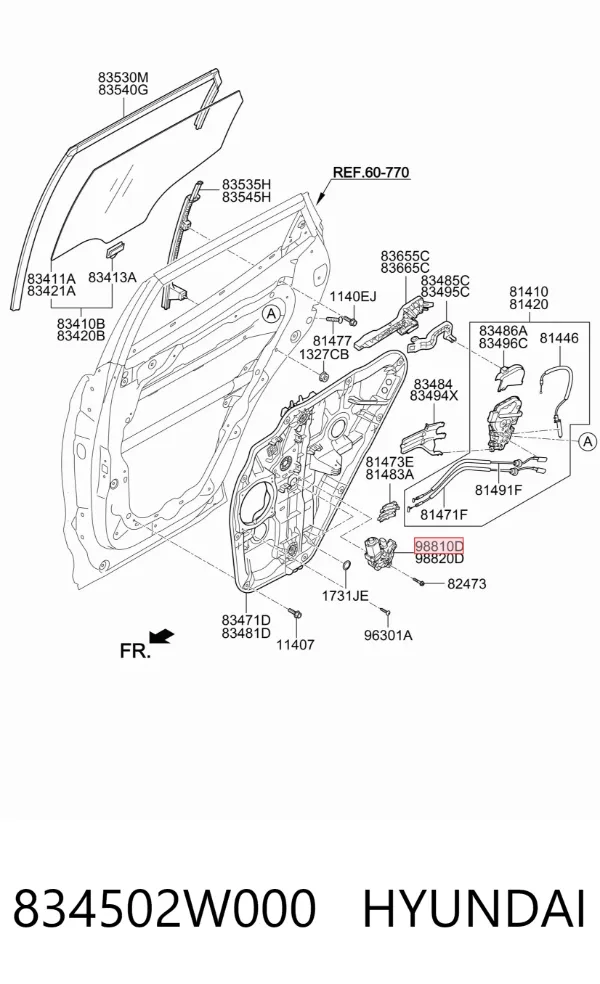 Мотор стеклоподъемника двери задней левой 834502W000 Hyundai/Kia