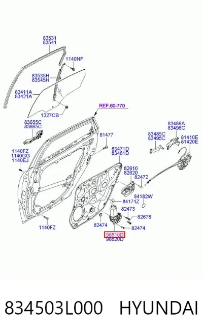 Мотор стеклоподъемника двери задней левой HYUNDAI 834503L000