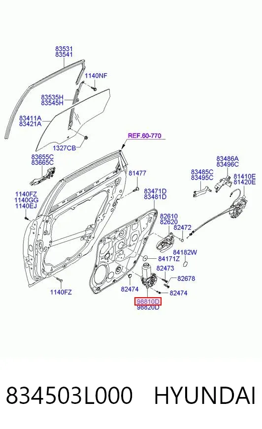 Мотор стеклоподъемника двери задней левой 834503L000 Hyundai/Kia