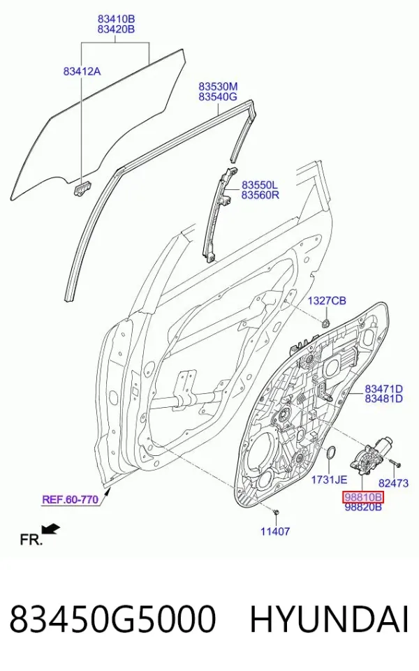 Мотор стеклоподъемника двери задней левой 83450G5000 Hyundai/Kia