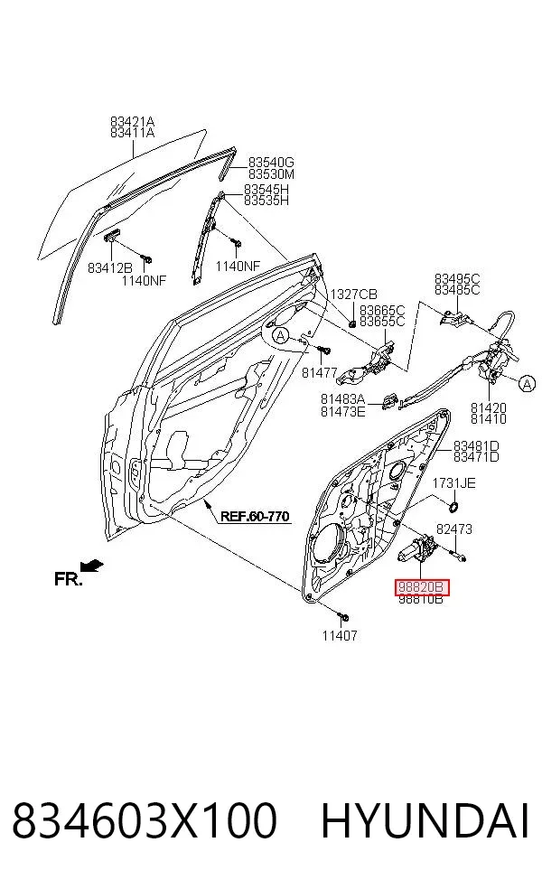 Мотор стеклоподъемника двери задней правой 834603X100 Hyundai/Kia